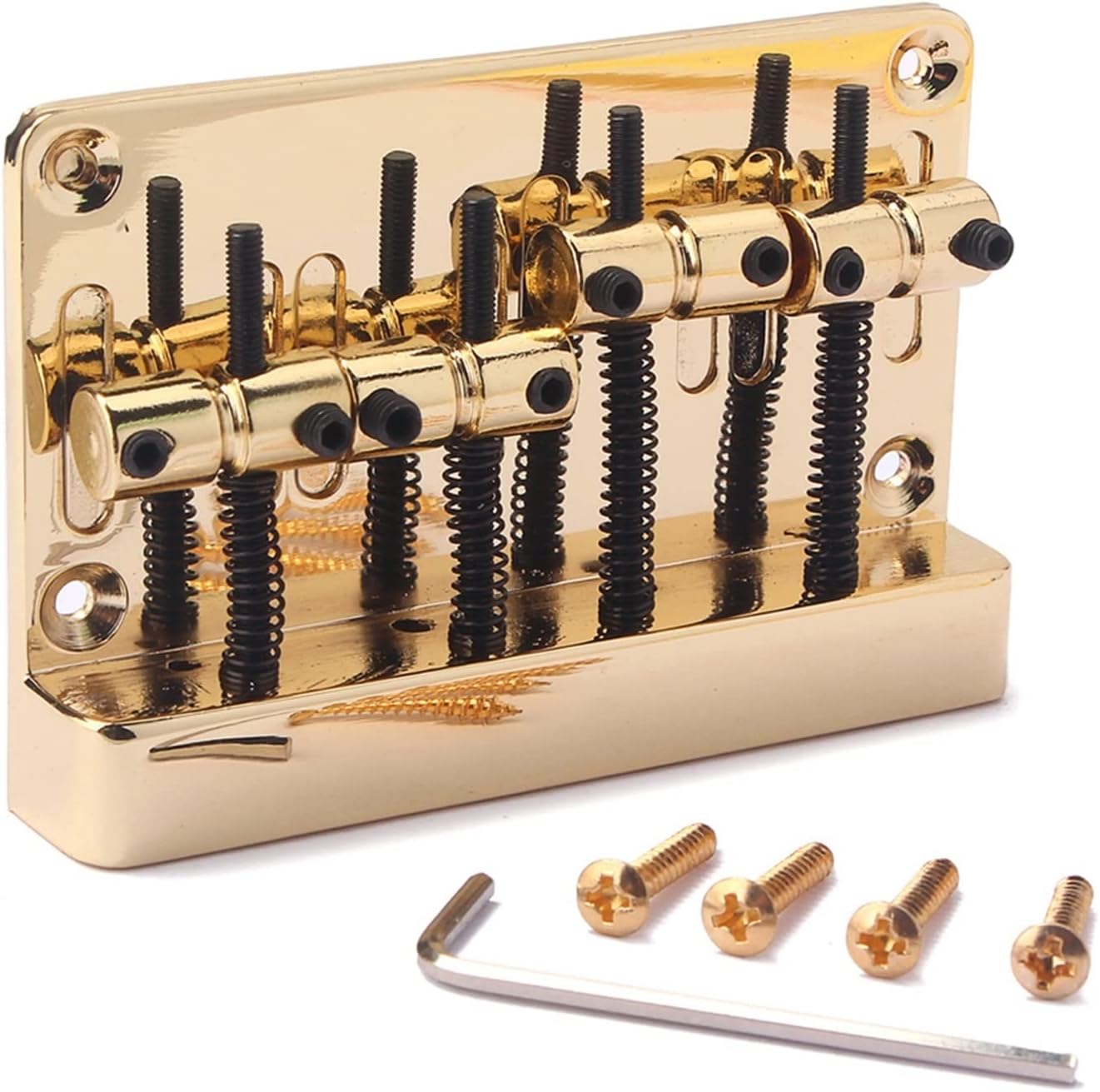 4 Strings Fixed Saddle Bridge Non-Tremolo Hardtail Bridge for Electric Bass Guitar Replacement Parts Electric Guitar Bridge