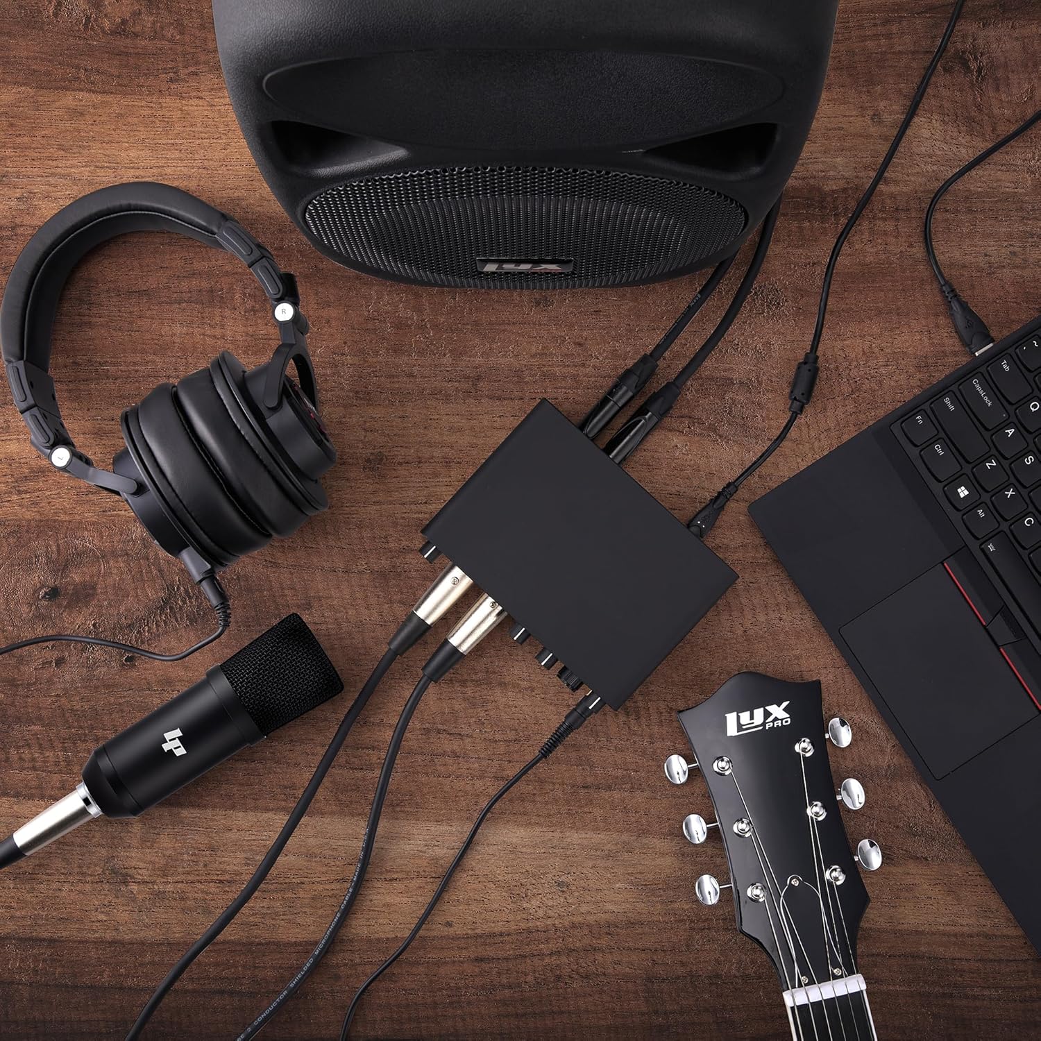 2×2 USB Audio Interface Recording Bundle w, Cardioid Condenser Mic, Studio Headphones, Shockmount, XLR Cable, Waveform OEM Software, 24-bit/192 kHz Music, Podcast, Voiceover & Streaming Kit