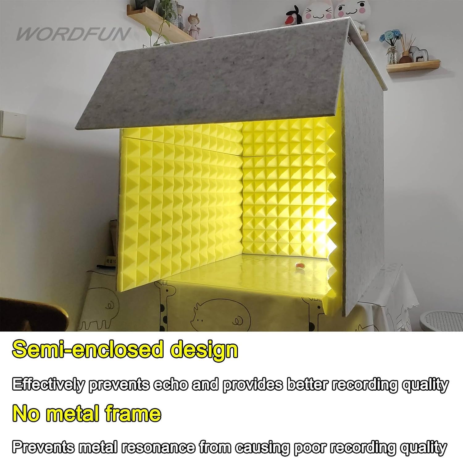 Desktop Soundproof Box, Multifunctional Soundproof Room, Portable Recording Studio for Video Conferencing (Blue)