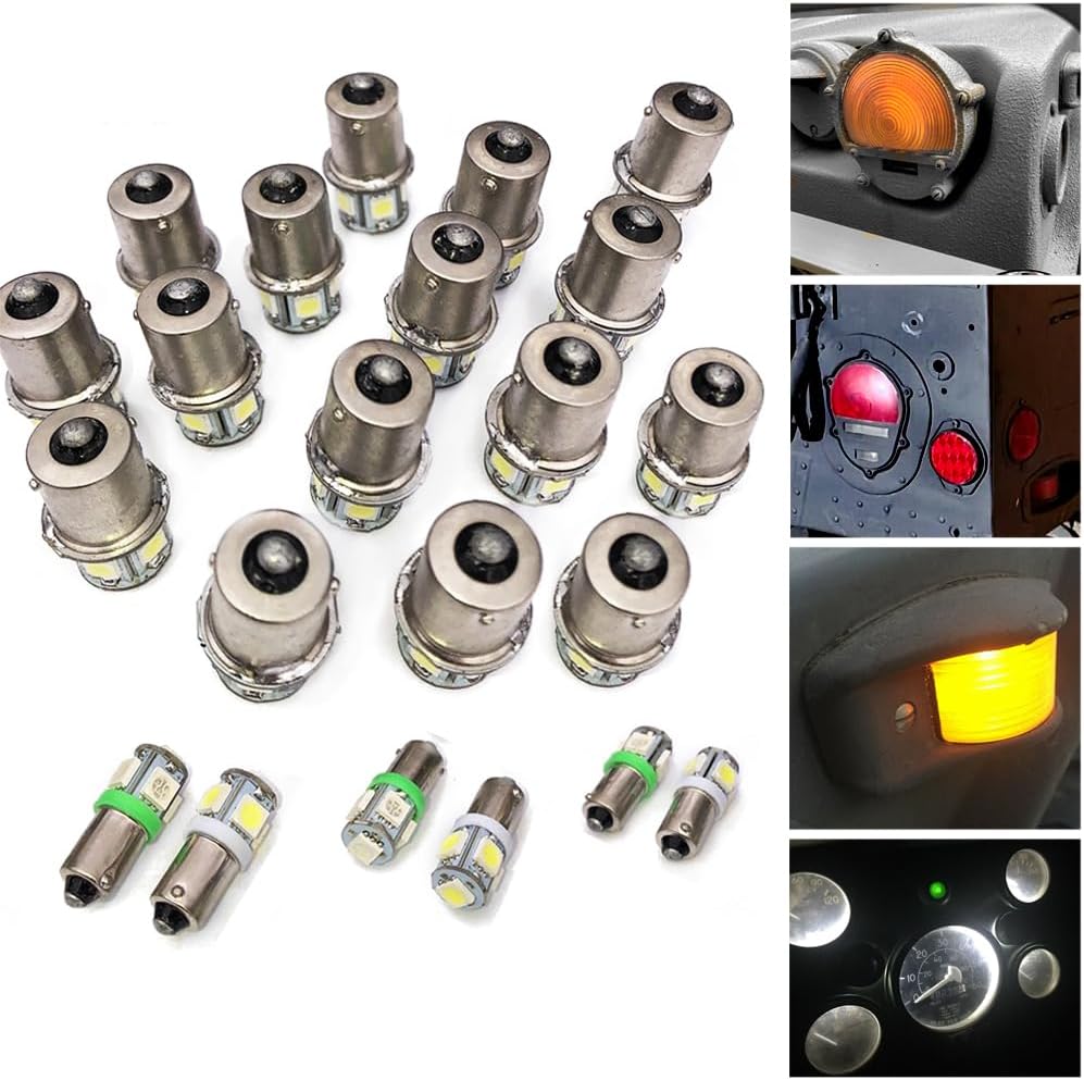 Federal Military Part- Interior and Exterior Vehicle Lights, 22 LED Bulb Replacement Kit, 24V Compatible with Humvee M998 H1 US MILITARY, Front Lights, Rear Stop Turn Signals, Side Marker, Dash