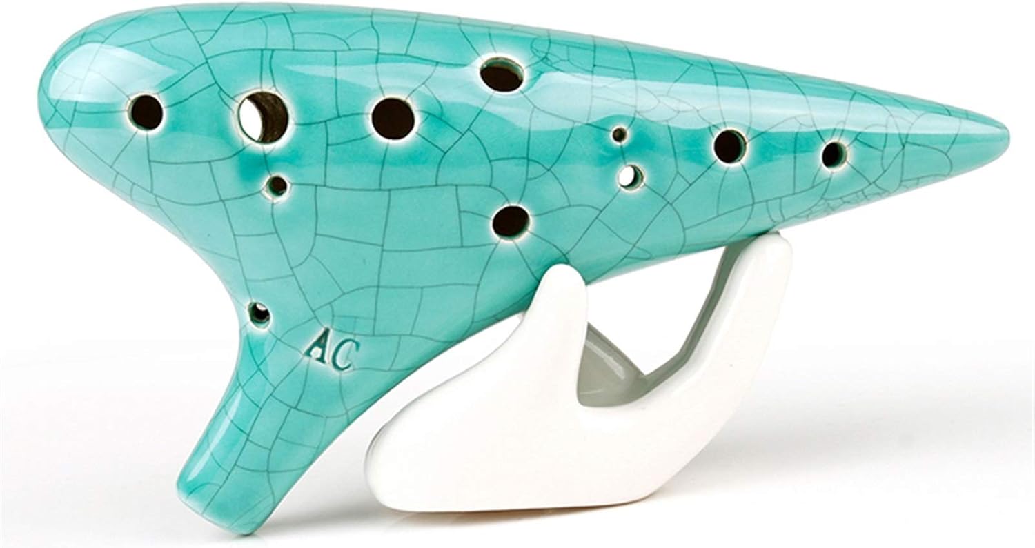 12 Holes Alto C Ocarina Green Ice-Crack Special Music Instruments Chinese Woodwind Instrument Flute(Ocarina with Bag)