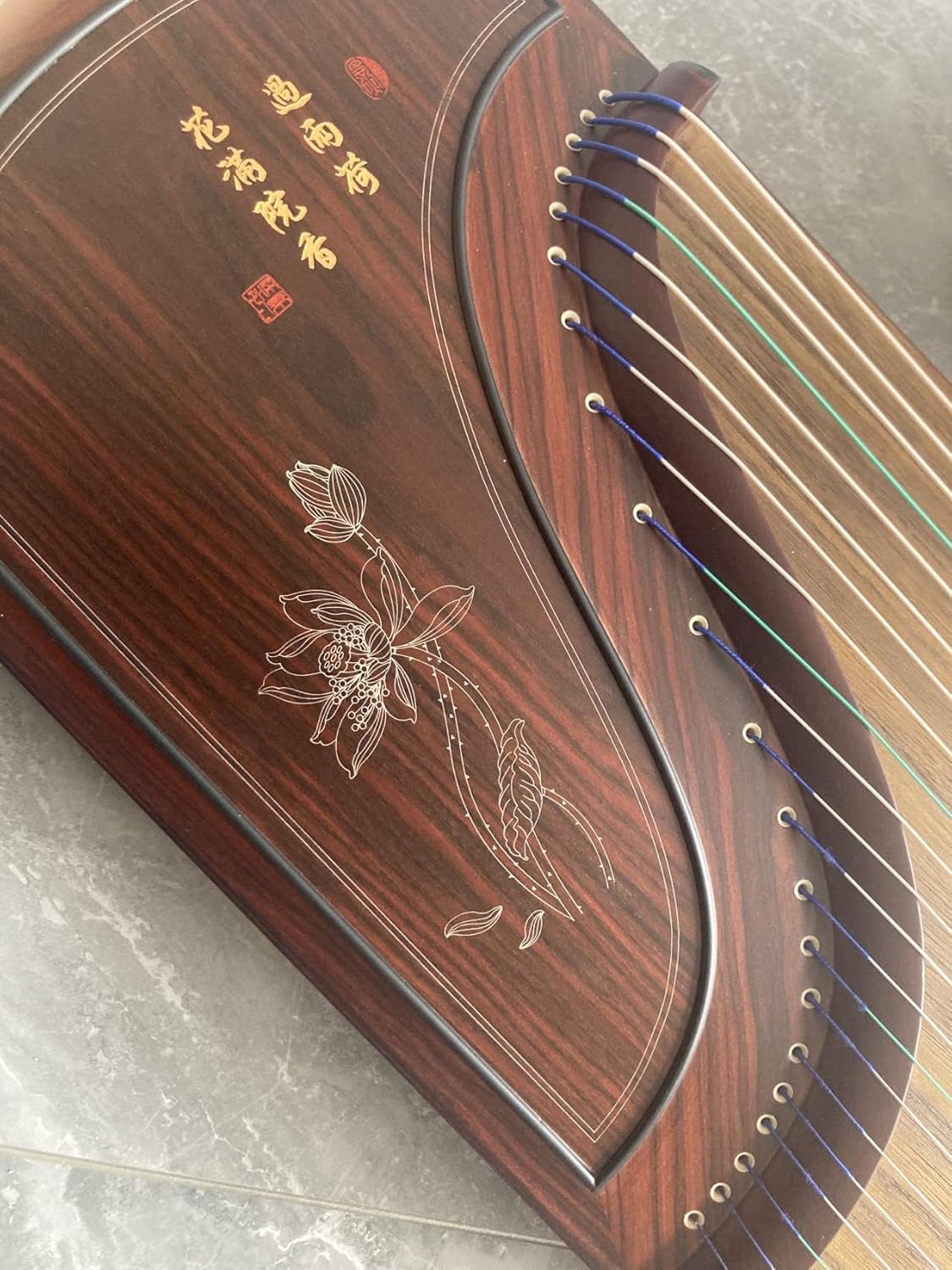 LANDTOM Professional Sandal and Paulownia Guzheng with Carved Shell (163cm) for Adults/Children/Senior/Intermediate/Beginner