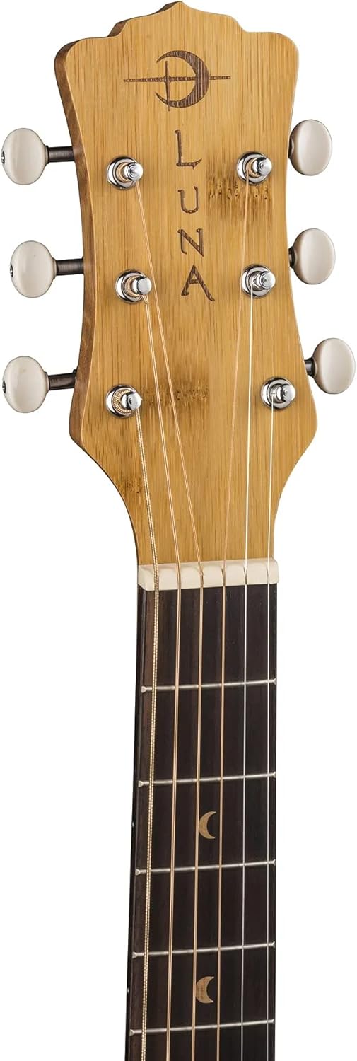 Luna Safari Bamboo Acoustic Travel Guitar with Gig Bag, Satin Natural