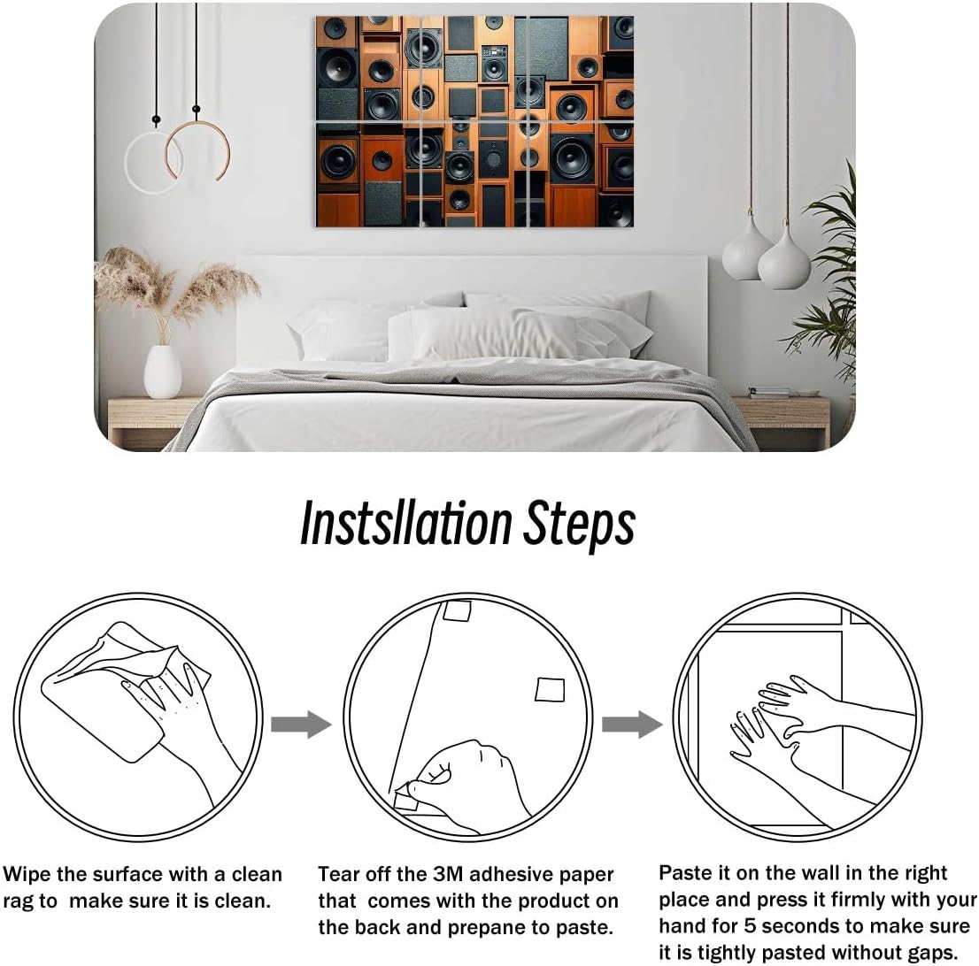 6 Pack Art Acoustic Panels Full frame retro sound speakers Sound Absorbing Panel 48