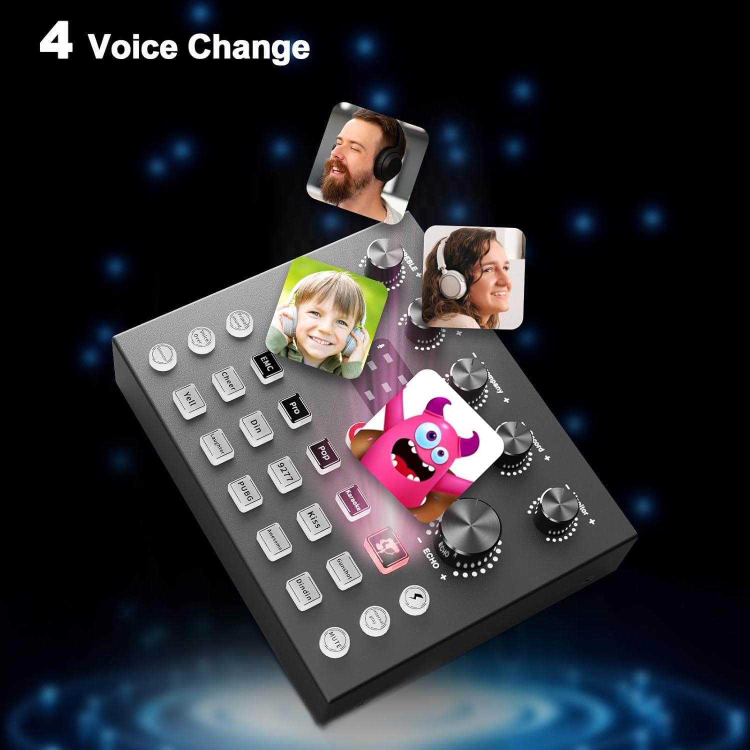 Podcast Equipment Bundle for 2, Voice Changer with Audio Interface, 3.5mm Podcast Condenser microphone, for Podcast Recording,Streaming,Gaming,PC,Smartphone,Ps4/5,DJ,YouTube,TikTok