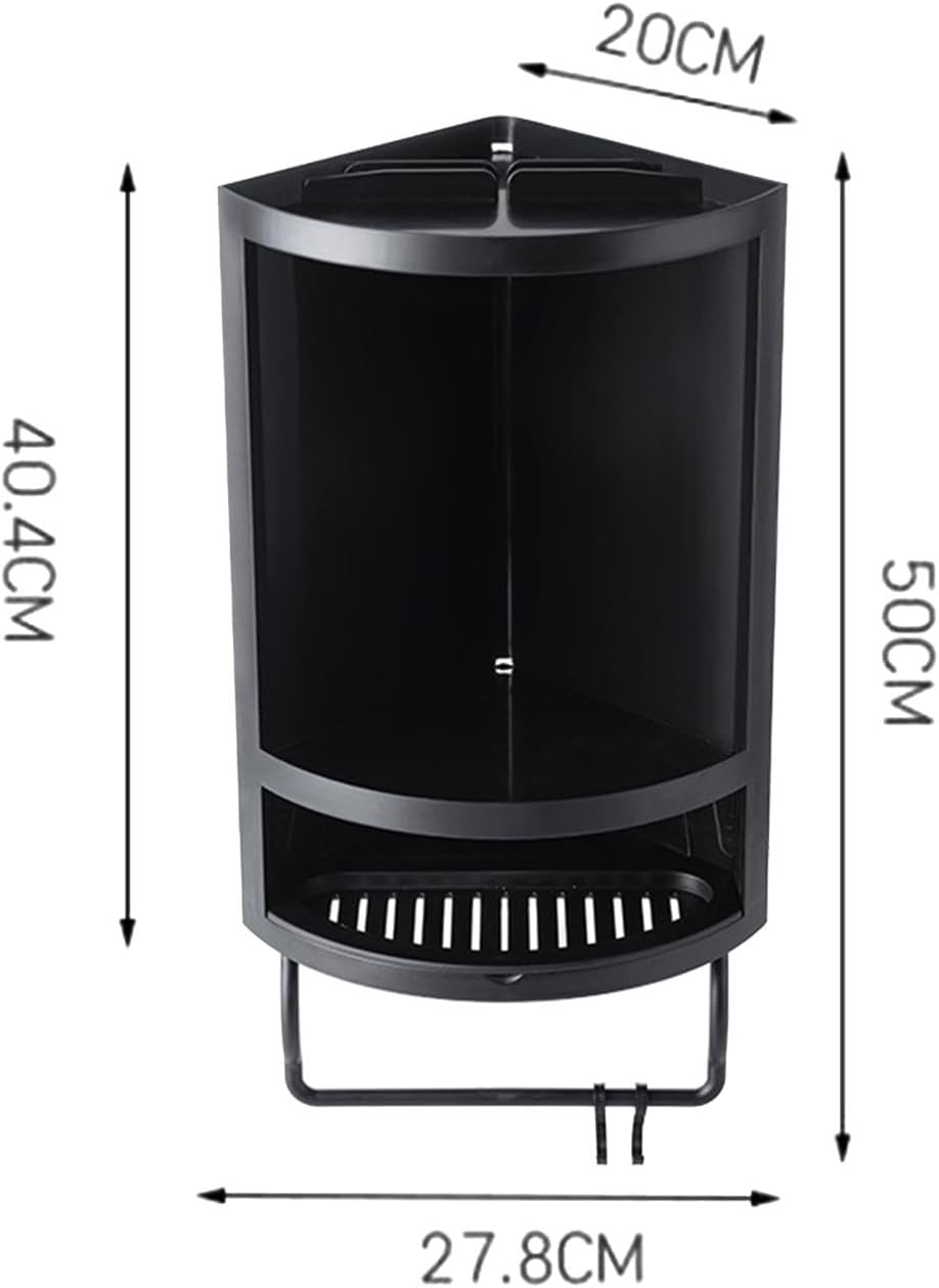 Corner Shower Rack Wall Mount Float Shelves Easy to Install Shower Corner Stand Float Shelves Storage for Toilet Hotels, White(Black)