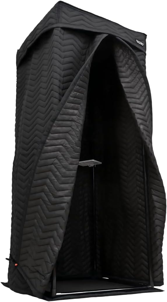 Portable Vocal Booth, Home Recording Studio, Echo-Free Sound Isolation Booth for Voice-Over, Singing (ZIGZAG-BLK, L)