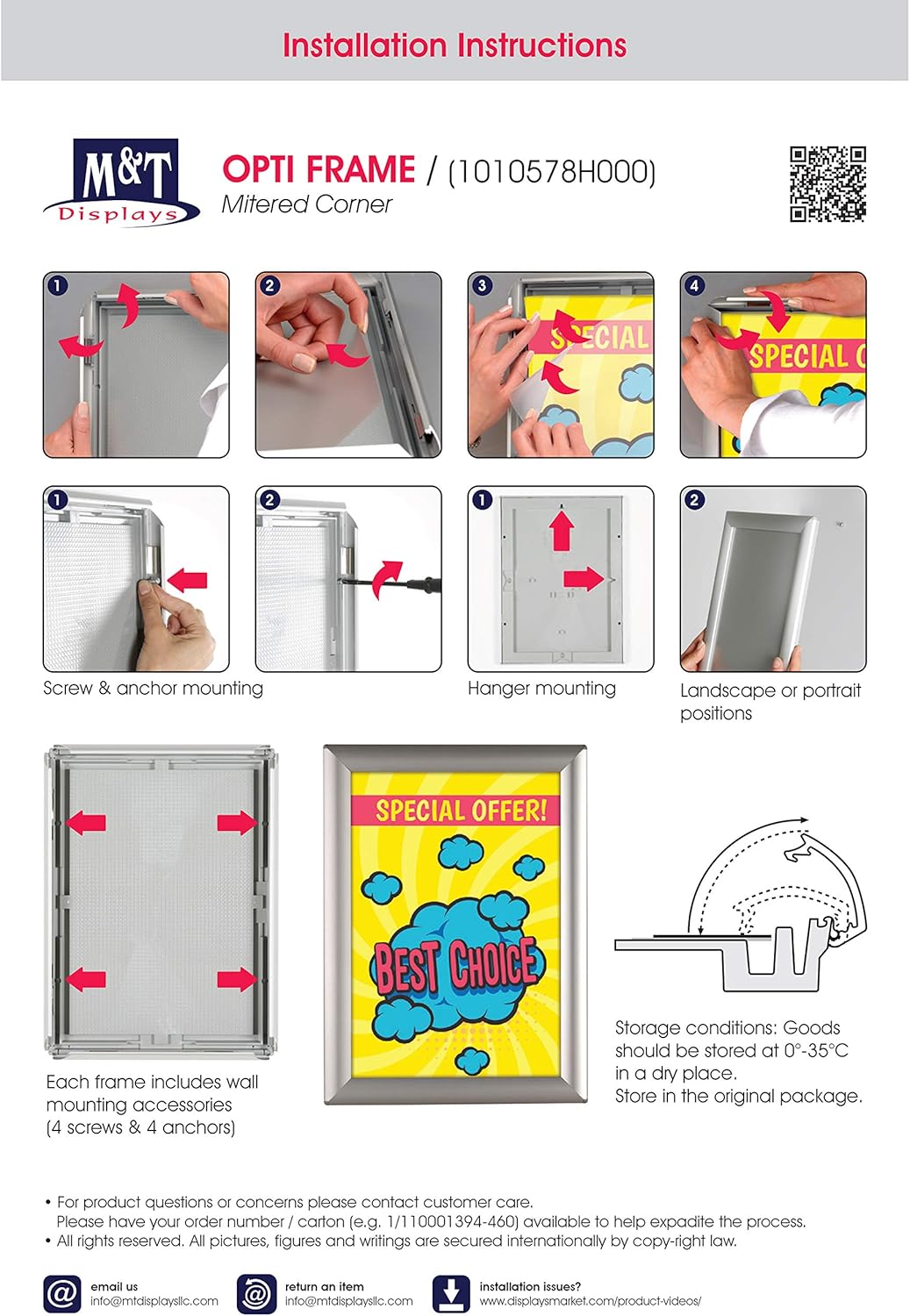 M&T Displays Opti Snap Poster Frame 8x10 Inch Silver 0.55