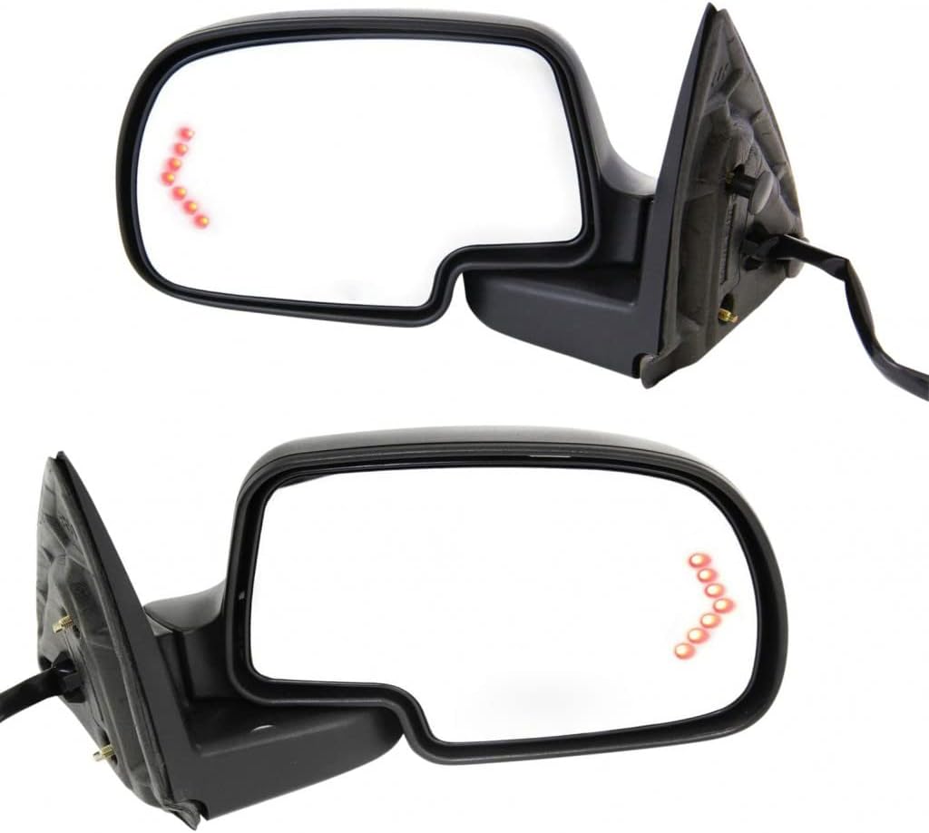 For Cadillac Escalade/ESV/EXT 2003-2006 Door Mirror Driver & Passenger Side Pair Power | Heated | Manual Folding | 6-Wire | w/Signal & Puddle Light | 2 Caps | Paintable/Textured Black