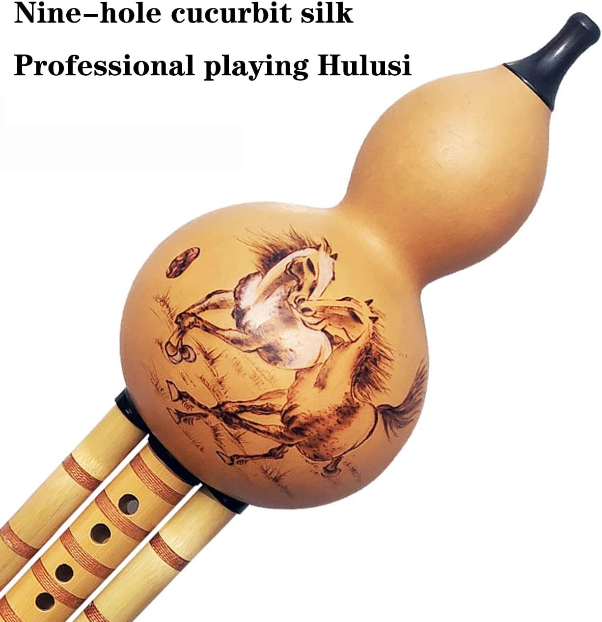 Nine-Hole Cucurbit Silk Beginner Adult C-Flat B Cucurbit Professional Gourd Flute Piccolo Wind Instrument Soft Tone, Performance Recording (Color : Wood, Size : B-Flat)