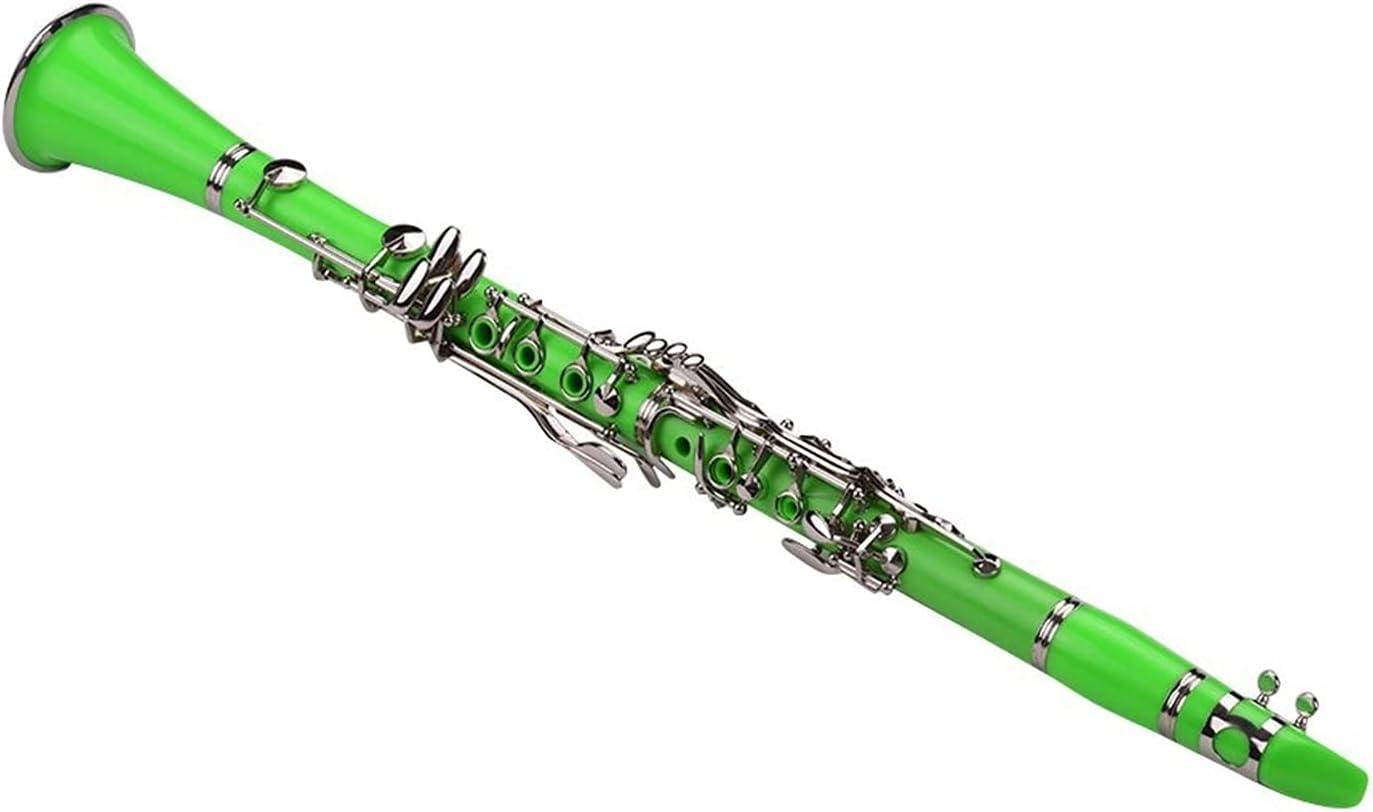 Standard Clarinet ABS 17-Key Clarinet Bb Flat Belt Suitcase Gloves Cleaning Cloth Reed Box 10 Pieces Reed Woodwind Instrument Beginner Clarinet (Color : Green)