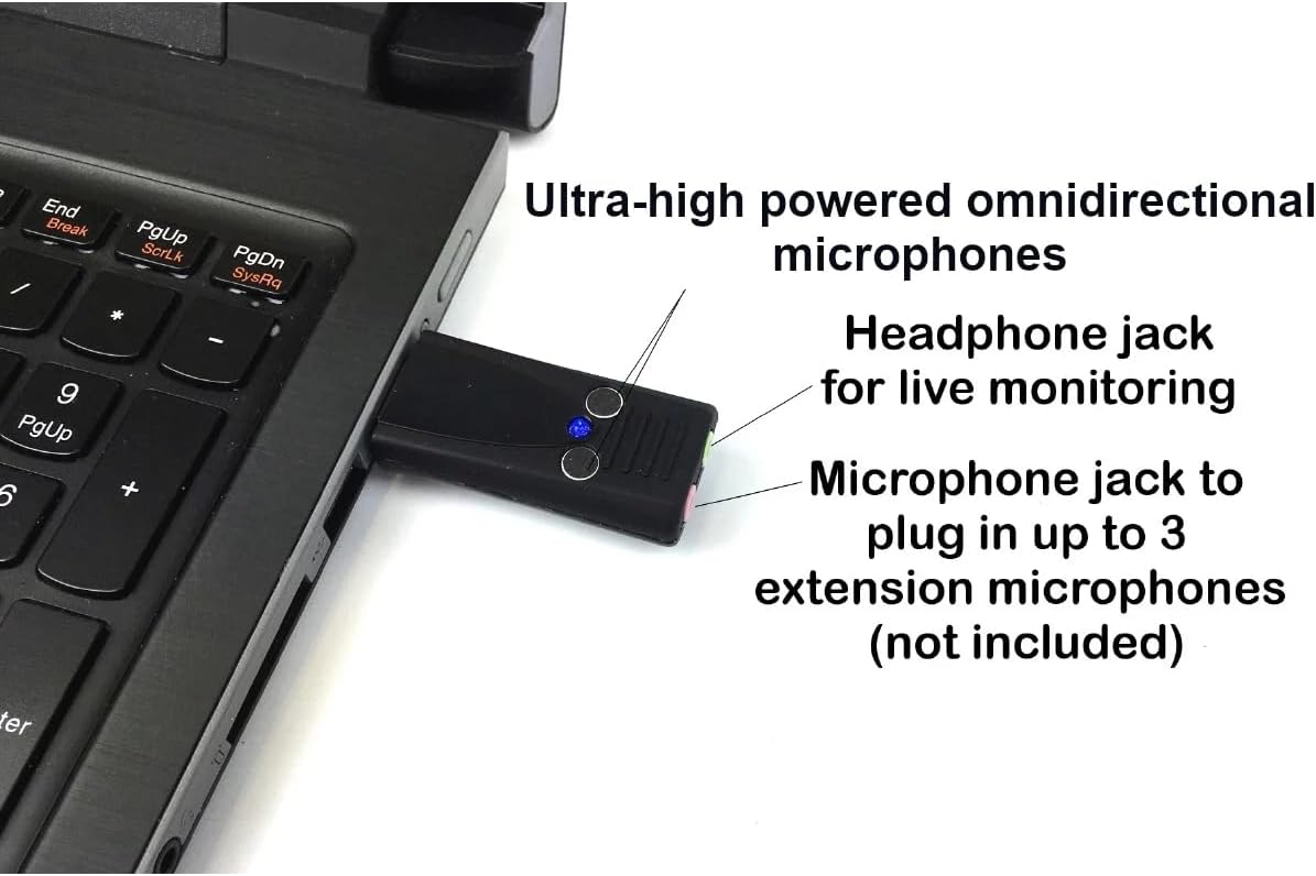 Ultra High Power USB Omnidirectional Microphone with Advanced Headphone Monitoring Amplifier, Advanced Active Room Noise Filters and Echo Cancellation