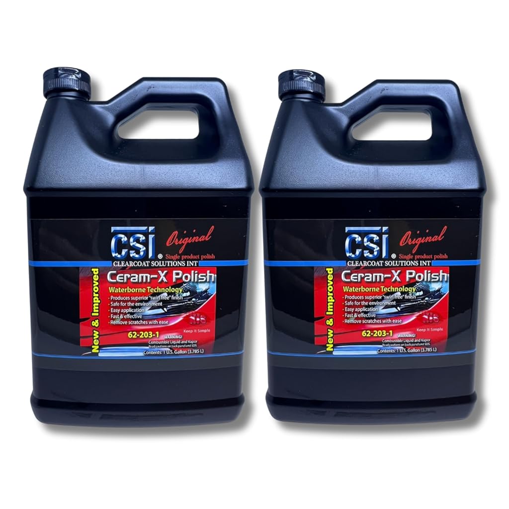 CSI Ceram-X Car Polish | 2-Gallons | One-Step Paint Correction to High-Gloss Finish | Water Based Formulation | Filler-Free | Body Shop Safe