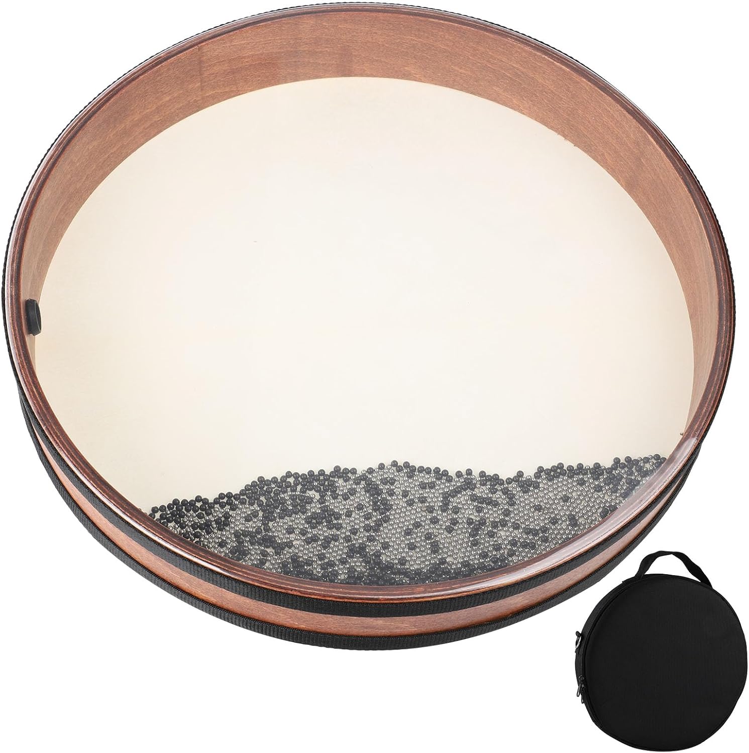 Ocean Drum 16 inch Large Size Sea Wave Drum with Goatskin Drumhead,Steel&Plastic Wave Bead,Bag, Sound Healing Instrument for Yoga Meditation Relaxation