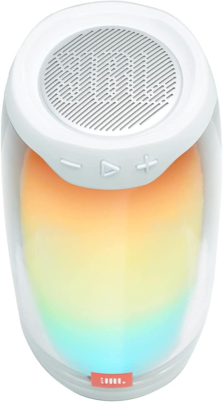 JBL Pulse 4 Waterproof Portable Bluetooth Speaker with Light Show - White (Renewed)