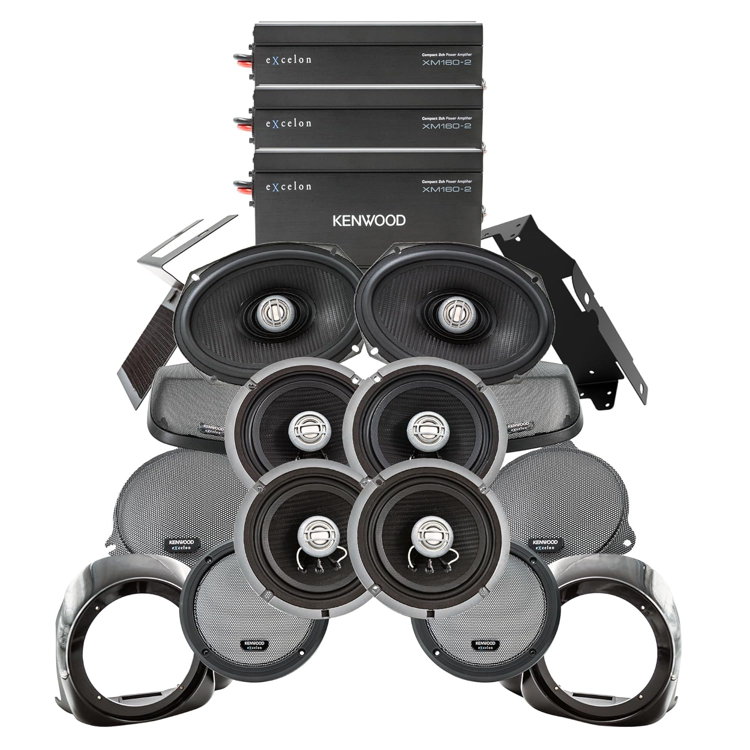 KENWOOD Excelon Motorsports P-HD5RGLC1 Liquid Cooled MAX Front & Rear Amplifier Package for 2014+ Road Glide Motorcycles