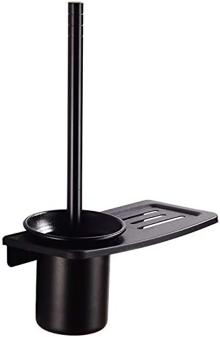 Household Toilet Brush No Dead Corner Set Bathroom Wall-Mounted Rack Toilet Clean Black with Brush Cup