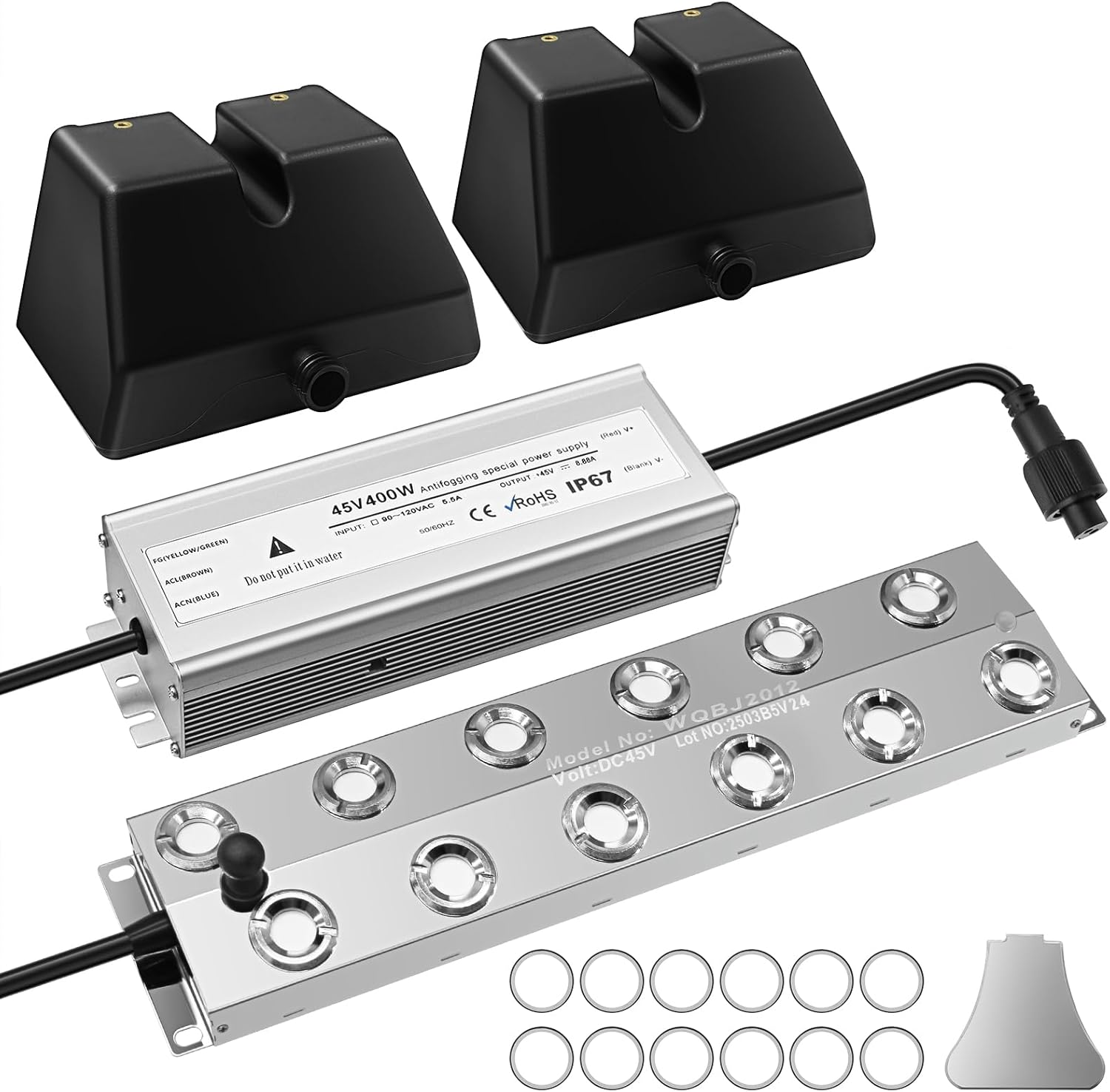 Mist Maker 12 Head, Ultrasonic Fog Humidifier with Float, 9000ml/H, Pond Fog Machine for Mist,Vegetable Freshness, Halloween, w/ 400W, IP67 & Full Kits, Fog Atomizer