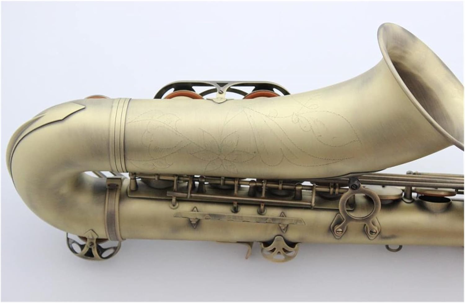 Saxophone Straight Tenor Saxophone Antique Copper B-Flat Tenor Sax Bronze with Case Mouthpiece Reeds Neck Key Type Woodwind Instrument (Color : Bronze)