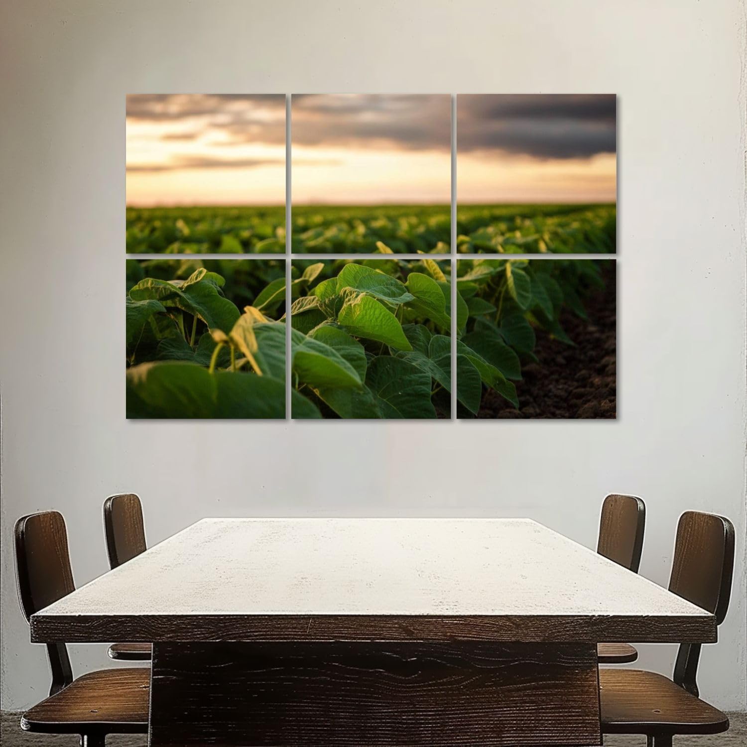 Art Acoustic Panels Self Adhesive Open soybean field sunset 6Packs Decorative Soundproof Wall Panels Large Sound Absorbing Panels for Home Office 48
