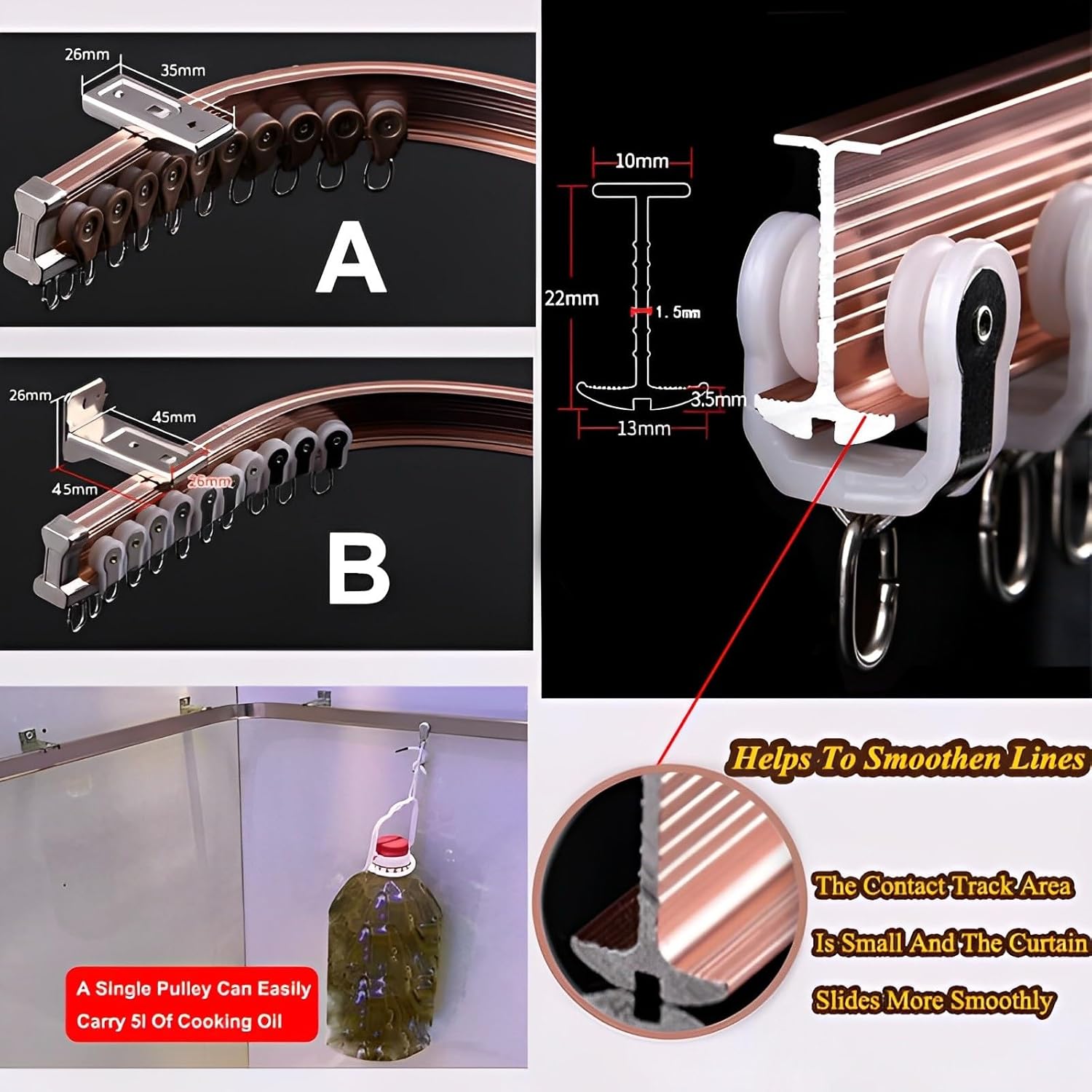 Shower Curtain Rod Adjustable Corner for Bathroom Bathtub Clothing Store,Heavy Duty Flexible Curtain Track Bendable Aluminum Rails for Ceiling/Wall Mount Ideal for L Shaped & U Shaped Bay Wi