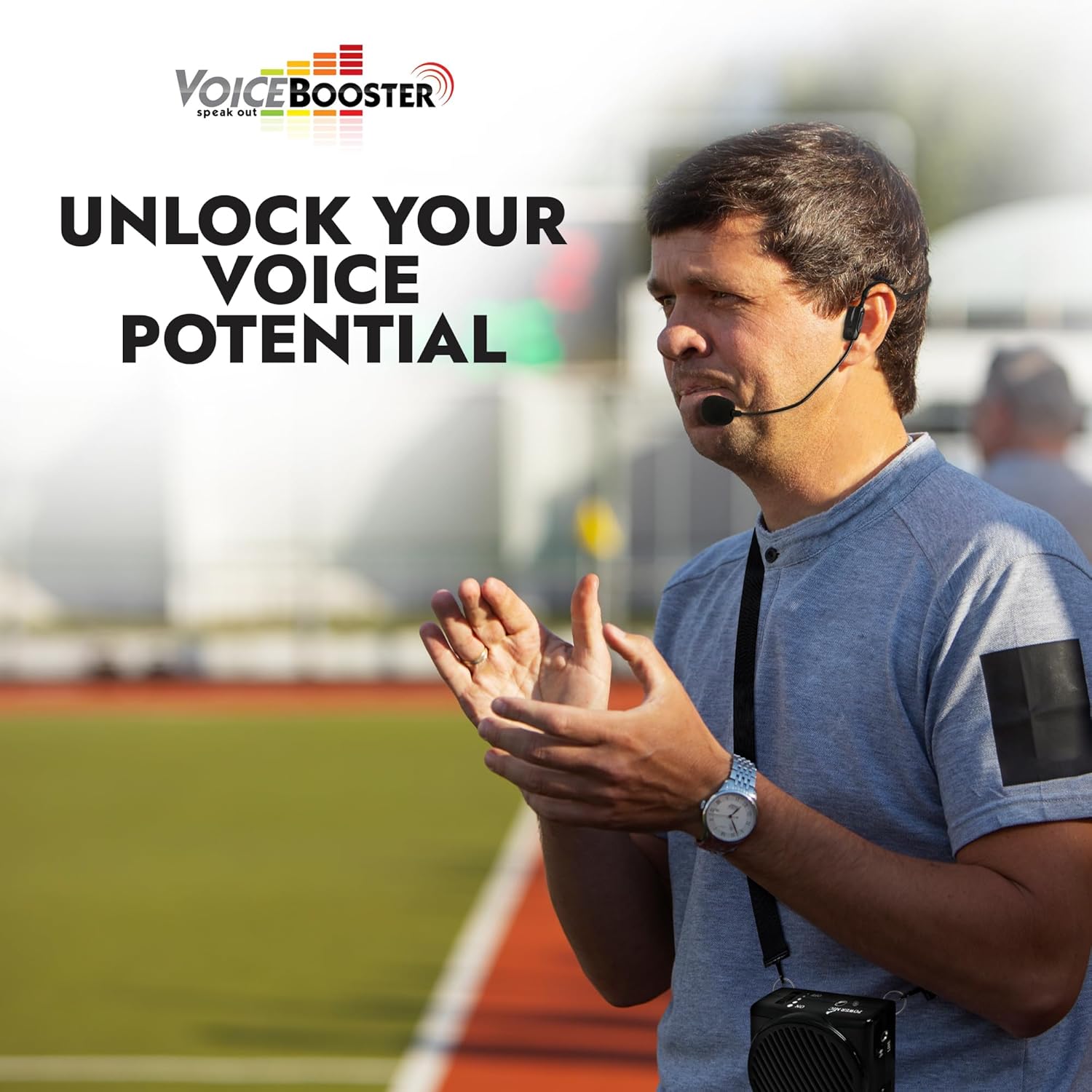 Voicebooster Speak Out Personal Voice Amplifier, Rechargeable Portable Speaker with Wired Microphone Headset for Classroom Teachers, Tour Guide, Presentations – 10watt Power Amplifier - MR1506