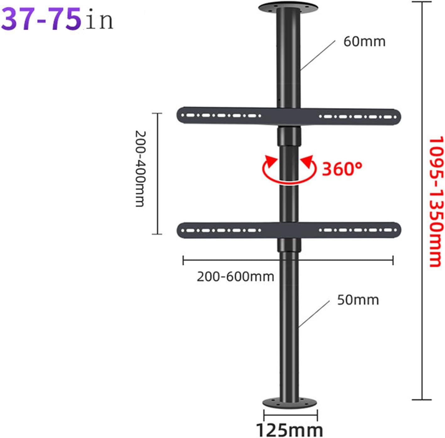 Fits 32-75inch TV Ceiling Mount Adjustable Bracket - LCD TV 360 Degree Rotating Frame, Partition Wall Rotating Rack Rotating TV Cabinet Rotating Base, Up to 110 Lbs