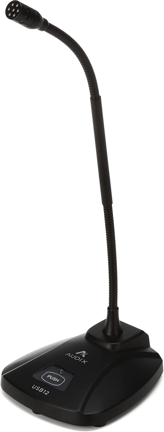 Audix USB12 Plug and Play USB Zoom Microphone for Mac/PC with 12-inch Gooseneck Mic - Black