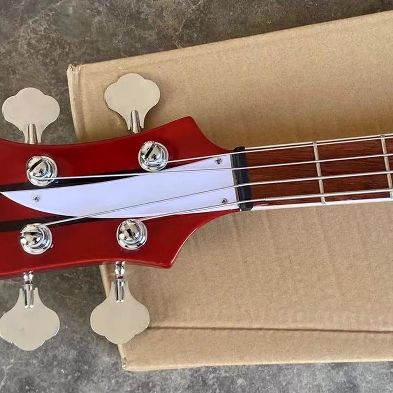 4-String Electric Bass Guitar - Vibrant Red Gloss Finish, 20-Fret Rosewood Fretboard - Neck-Thru Body Construction