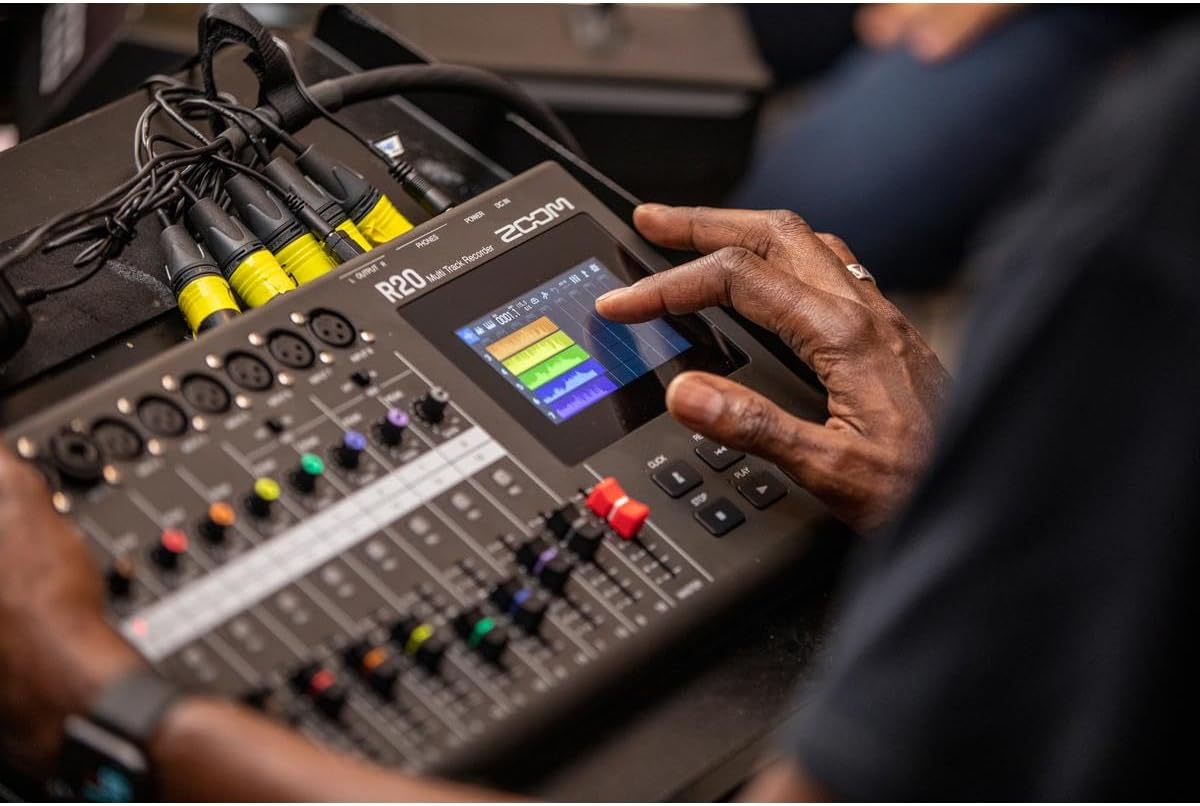 Zoom R20 Multi Track Tabletop Recorder, with Touchscreen, Onboard Editing, 16 Tracks, 6 XLR Inputs, 2 Combo Inputs, Effects, Synth, Drum Loops, and USB Audio Interface.