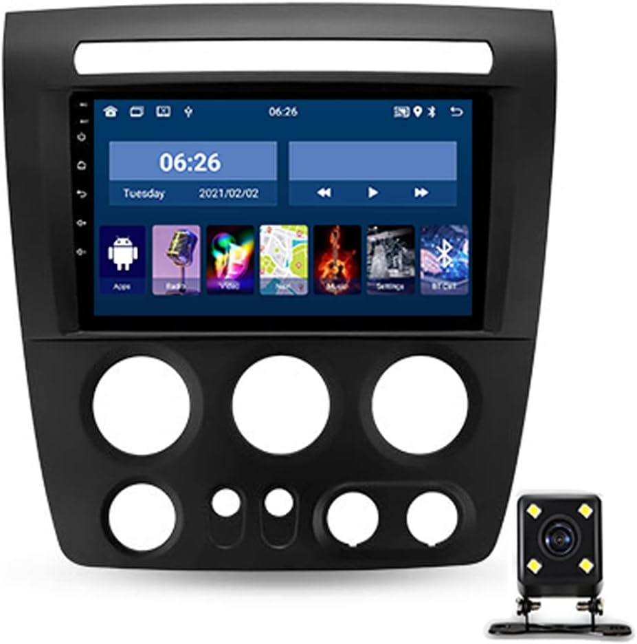 Double Din Car Stereo with Bluetooth, Carplay, Android Auto, Steering Wheel Controls, Backup Camera, USB, 9 Inch Touch Screen, FM Car Radio Receiver, for Hummer H3 1 2005-2010,2g+32g