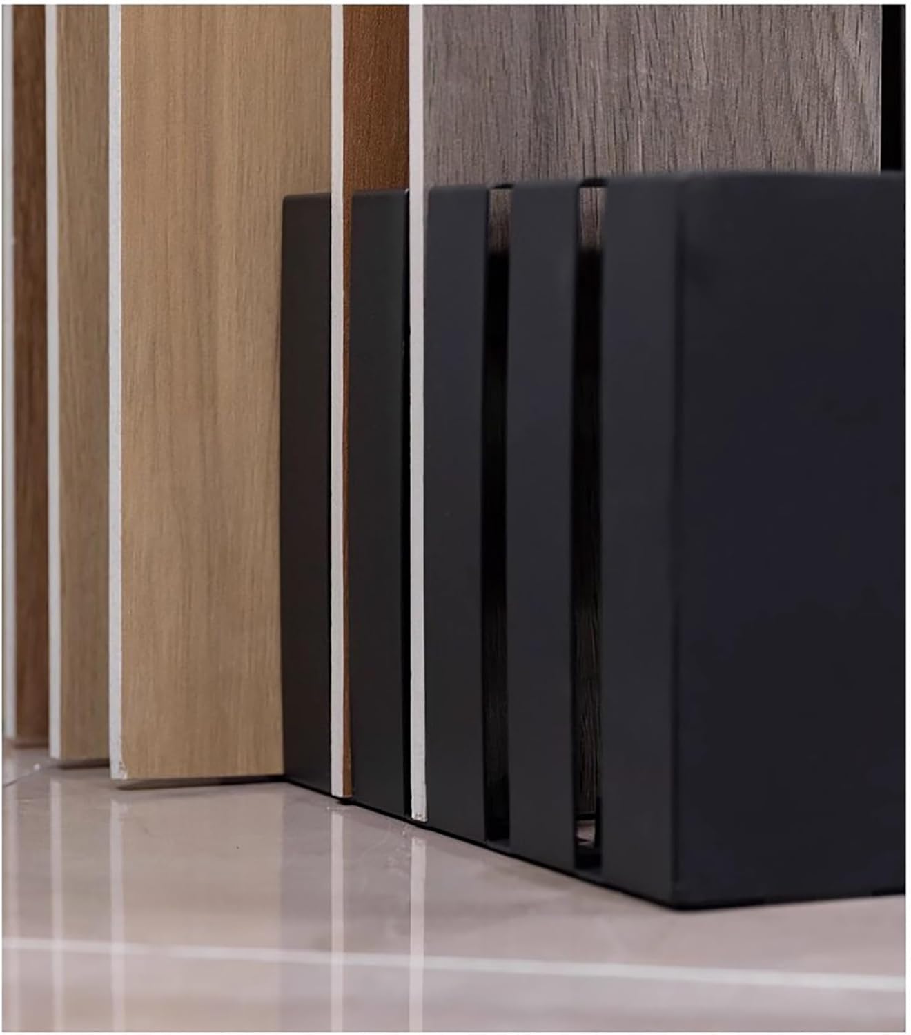 Rectangle Commercial Floor Tile Display Shelf,Floor Tile Display Stand,Wooden Floor Sample Holder,Ceramic Tile Shelf Sample Door Stand (Color : Black, Size : Card Slot 2.1cm)