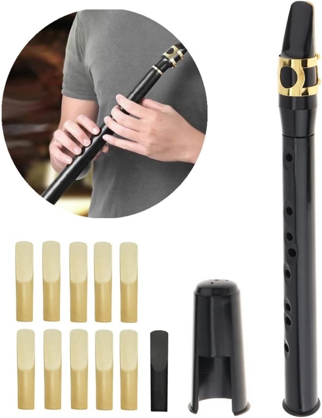 Sax Replacemen Set 8 Hole Mini Black Little Saxophone Pocket Sax Portable with Sax Reeds Carrying Bag for Beginners Saxophone Accessories