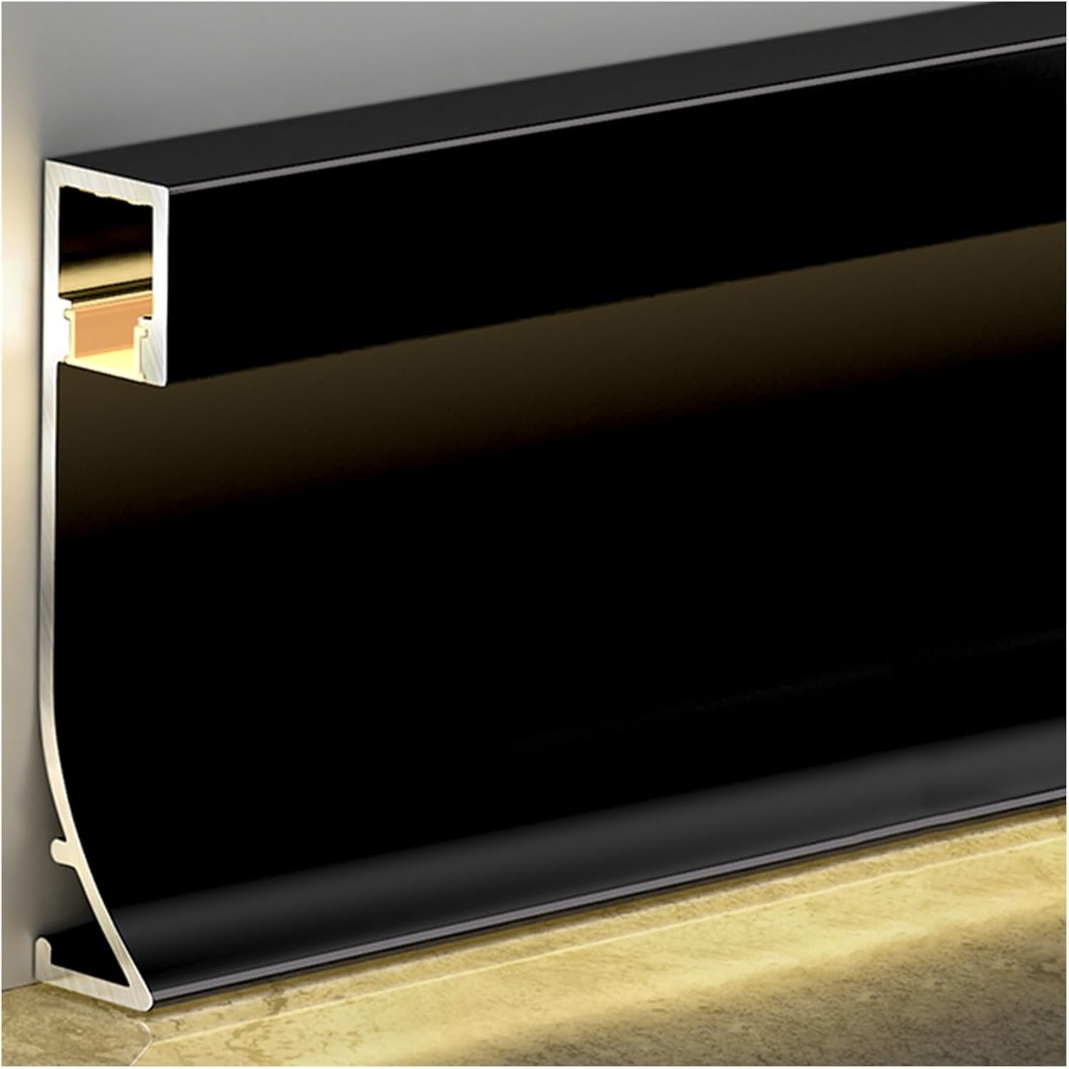 Aluminum Channel Baseboard 2.5 M Length 12 CM Height Aluminum Channel Baseboard for Wall Corner, Wall Mount LED Channel with Cover, Aluminum Channel System for Bedroom Kitchen Home Theater