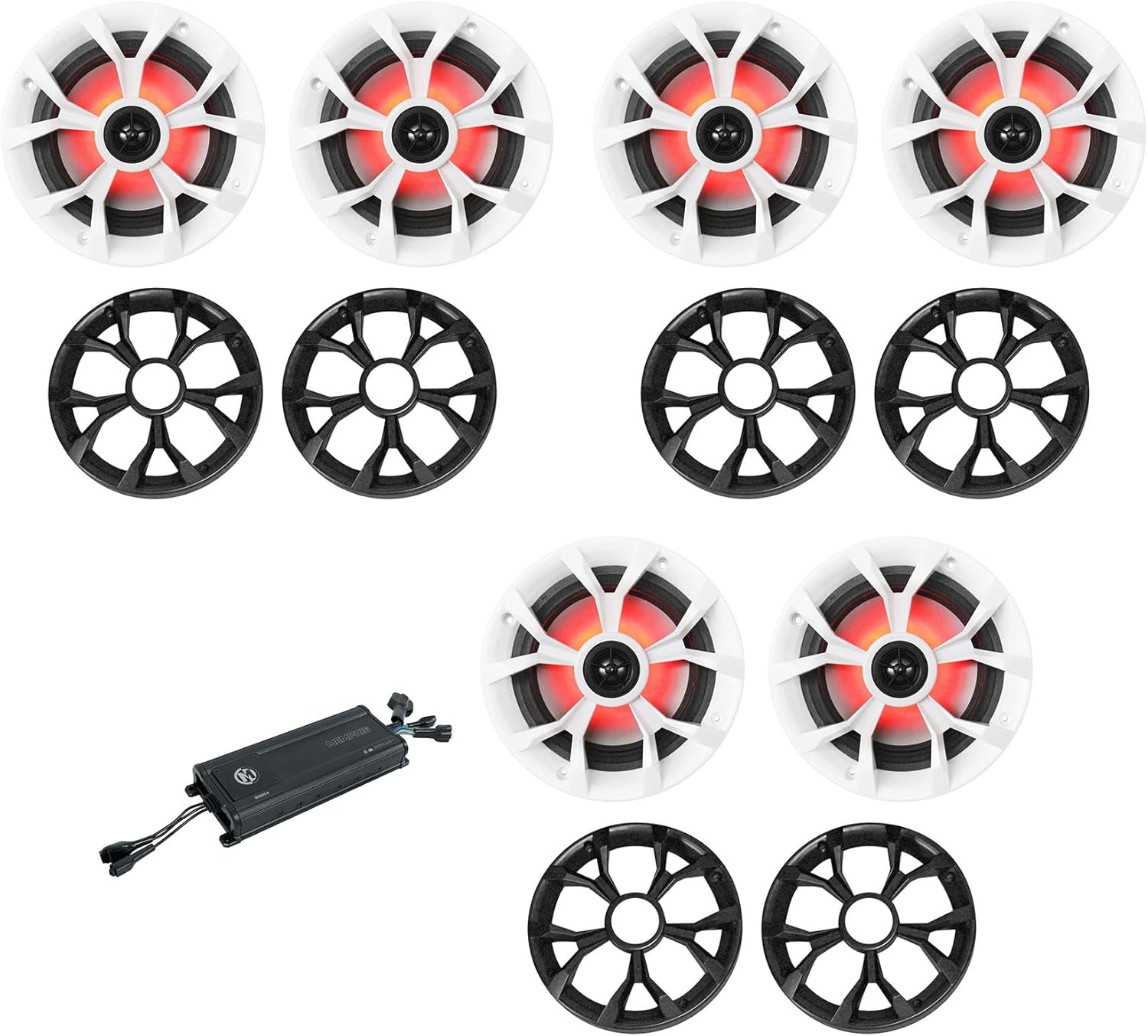 MEMPHIS AUDIO MX600.6 600w RMS 6 Channel UTV ATV Amplifier+(6) 6.5