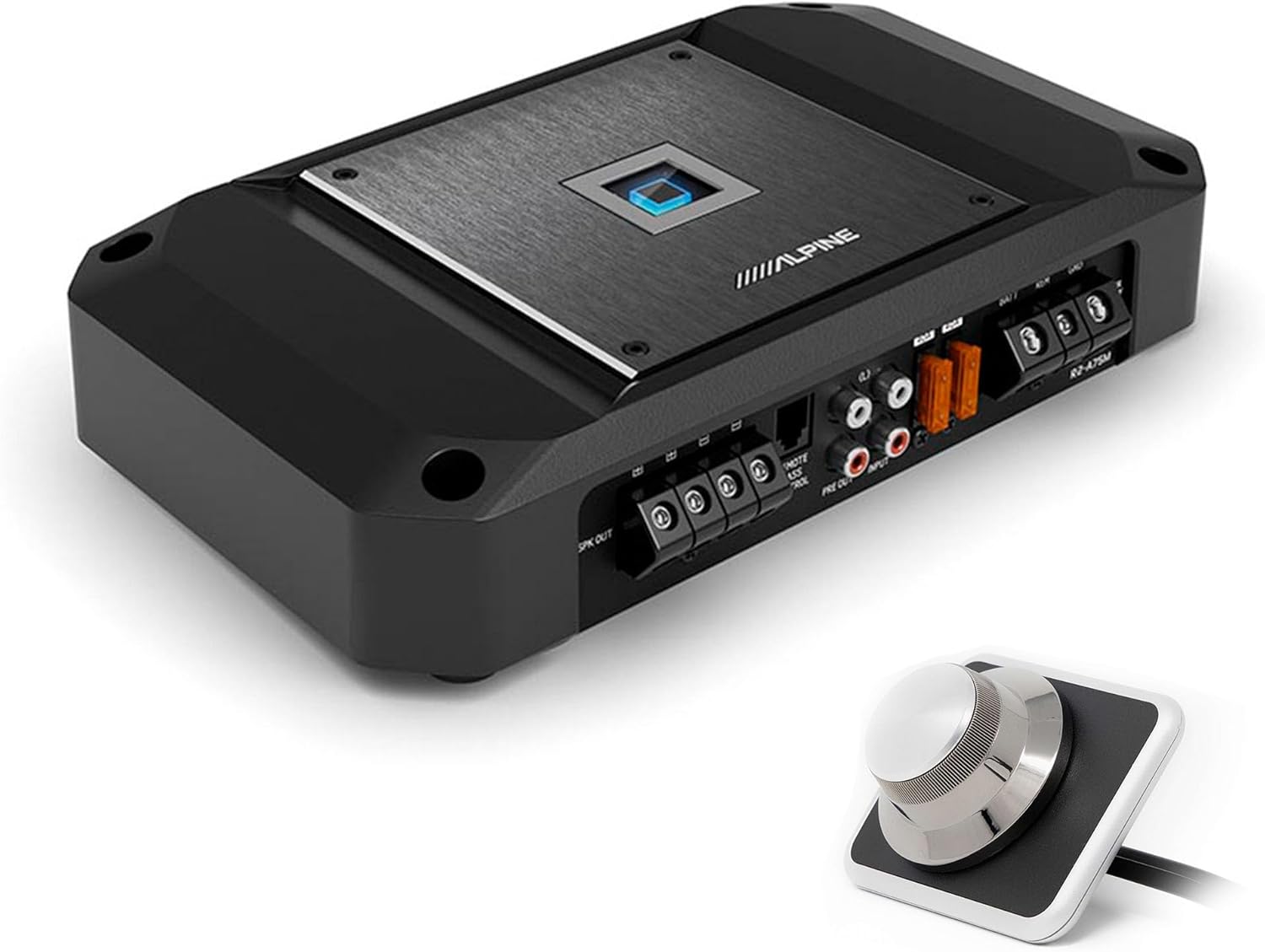 Alpine R2-A75M R-Series Mono Subwoofer Amplifier RUX-H01 Remote Bass Knob Bundle