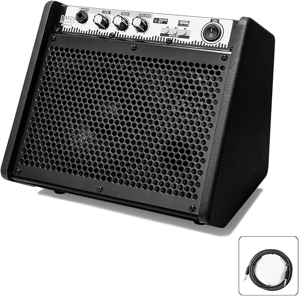 Coolmusic DM20 20W Bluetooth Personal Monitor Amplifier Electric Drum Amplifier Speaker,Keyboard Speaker with USB Interface(Including E-Drum Noise-Reduction Cable) (Black)