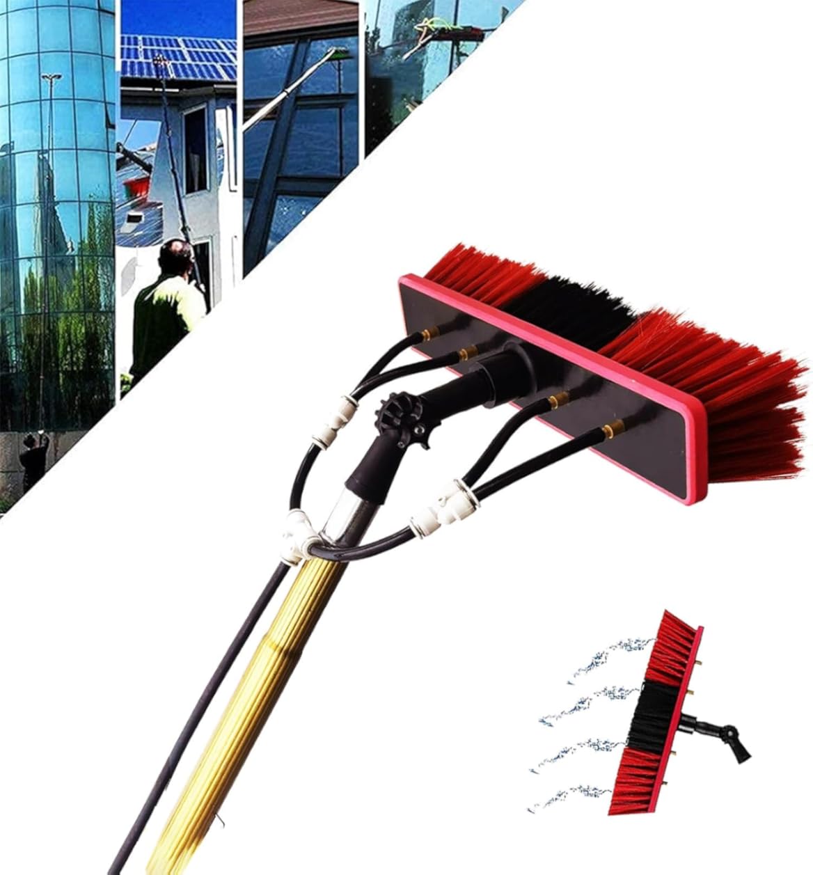 4 Metre Telescopic Extending Water Fed Window Cleaning Pole Brush |Solar Panel Cleaning kit |Upstairs Windows |Conservatory |Car |Roof | Lightweight Aluminium,