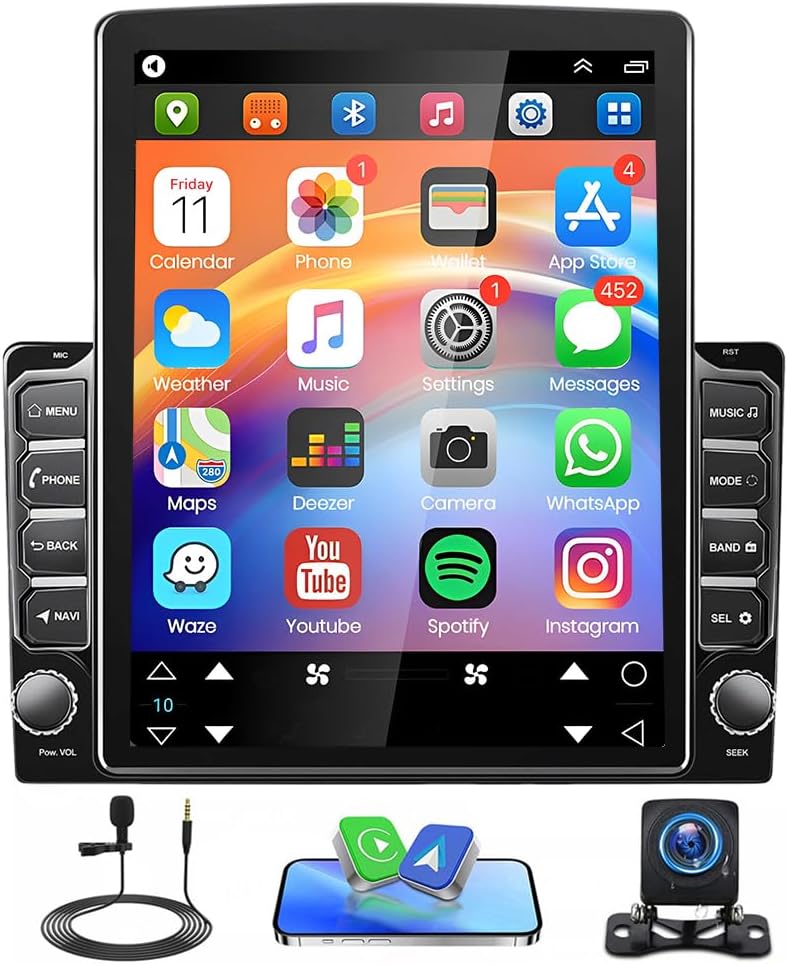 Car Stereo Radio Compatible for Mercedes Sprinter 2008 with Carplay Android Auto GPS Navigation 9.7in Touchscreen Car Radio Player with Bluetooth WiFi FM SWC Mirror Link Split Screen + Backup Camera