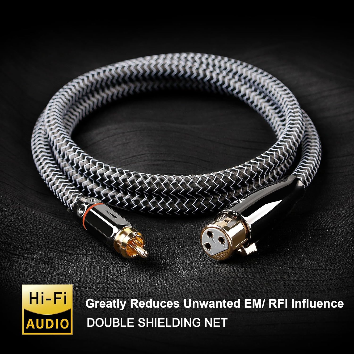 SKW Single XLR Female to RCA Male Cable, WG Series Copper and Silver Stranded Wire for Pristine Signal Transmission, Suitable for CD Players, Amplifier & Hi-Fi Systems 6.5ft/2M (1 Cable)