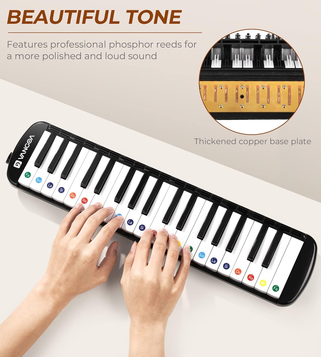 Vangoa 61-Key Light-Up Keyboard Piano for Beginners black and Vangoa 37 Key Melodica Musical Instrument Soprano