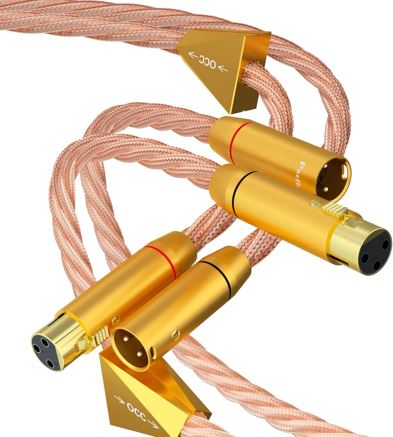 Preffair X461 5N OCC Copper Balanced Cables with 3 Pins XLR Female to Male Connectors 15AWG/4 x 1.5mm2, 1 Pair for Audiophile Turntable, AMP, DAC (X461XR1819G, 1.5M/4.9FT)
