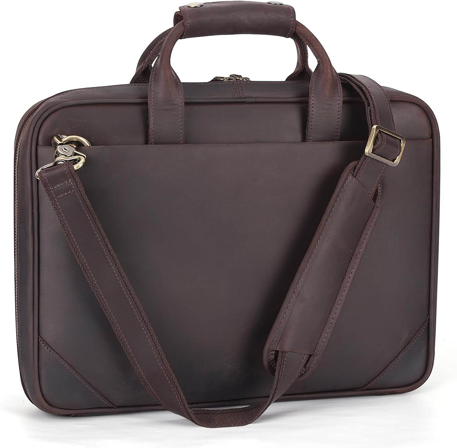 Leather Slim Briefcase for Men 15.6
