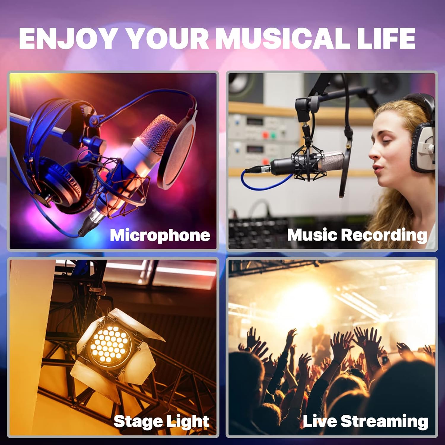 EBXYA Colorful XLR Cable 25ft 6Packs&XLR Cable 10ft 6Packs