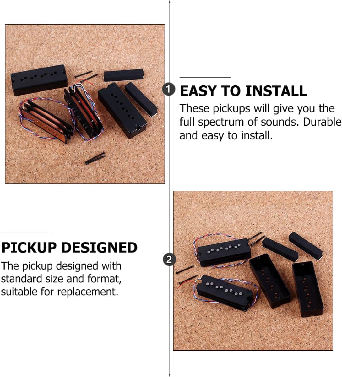 Double Layer Bass Humbucker Pickup Set Wax-potted Soapbar Design for Noise Reduction High Output with Sustain and Aggressive Harmonics Lightweight Guitar Replacement Parts