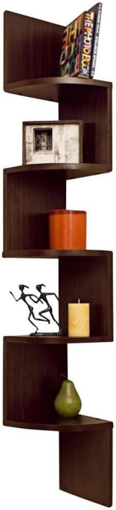 Royal Handicrafts DecorNation Zigzag Corner Wall Mount Shelf Unit (Walnut Finish, Brown)