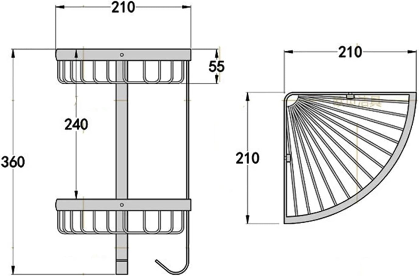 Bathroom Shelves 2 Layer Brass Gold Shower Corner Shelf Wall Mount Shampoo Accessories