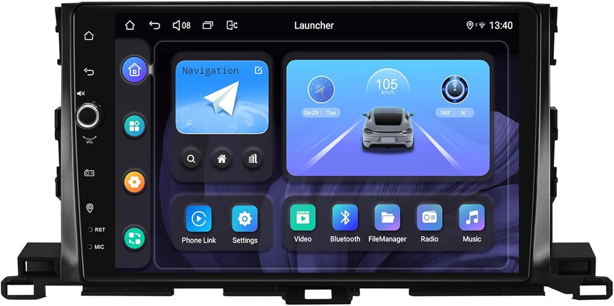 JOYING Car Radio for Toyota Highlander 2014-2019 Android 13 Head Unit 10.1 Inch Bluetooth Car Stereo with CarPlay & Android Auto, SWC, AM/FM Radio, GPS(JY-TT155N8)