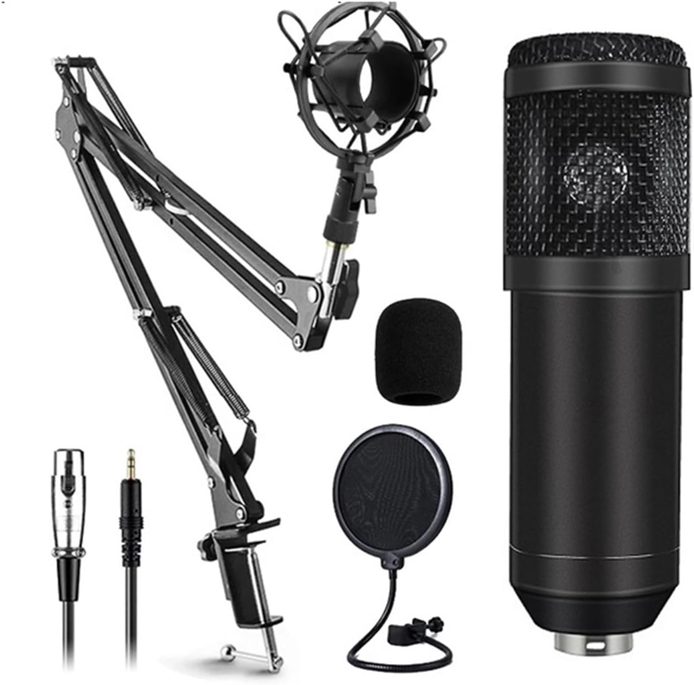 Sound Card Kit Condenser Microphone Set with Live Sound Card,Metal Shock Mount and Double Layer Pop Filter for Live Podcasting Studio Setup for Recording Music