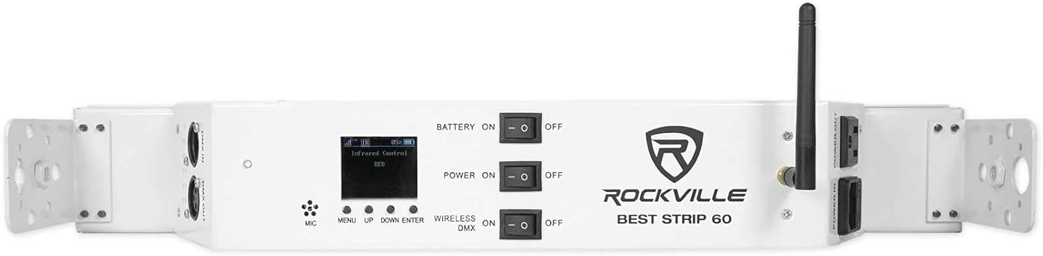 Rockville Best Strip 60 White Rechargeable Wash Light Bar, RGBWA UV, Wireless Control, for DJs, Stage and Events, 2-Piece